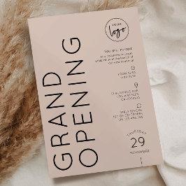 Modern Beige Business Logo Grand Opening Einladung