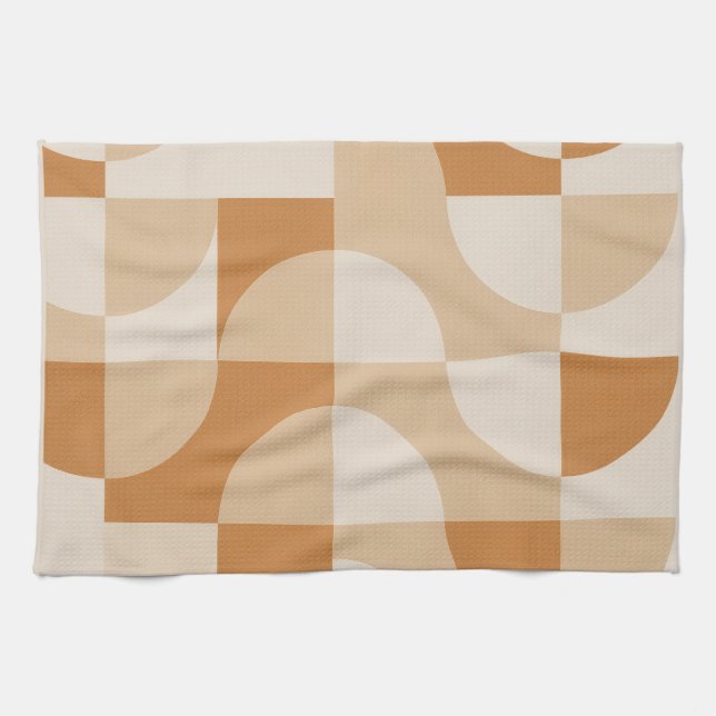 Modern Beige Geometric Minimalist Kitchen Towel Geschirrtuch (Horizontal)
