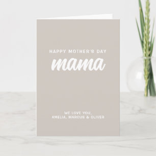 Modern Beige Mama Kinder Namen Muttertag  Feiertagskarte