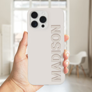 Modern Beige Monogram Name iPhone 16 Pro Max Hülle