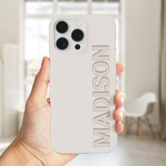 Modern Beige Monogram Name Case-Mate iPhone Hülle (Von Creator hochgeladen)