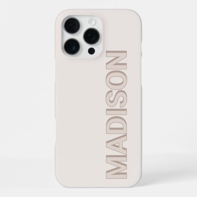 Modern Beige Monogram Name iPhone Hülle (Rückseite)
