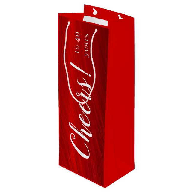 Modern bejubelt sich bis zum 40-jährigen Ruby-Rot- Geschenktüte Für Weinflaschen (Rückseite Schrägansicht)