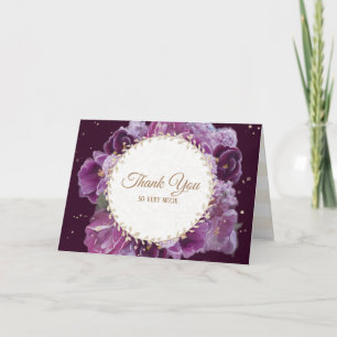 Modern bemalt Violet Lila Gold Floral Vielen Dank Dankeskarte