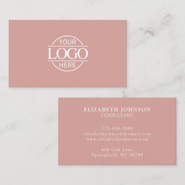 Modern Berufliche Dusty Rose Company Logo Visitenkarte (Vorne/Hinten)