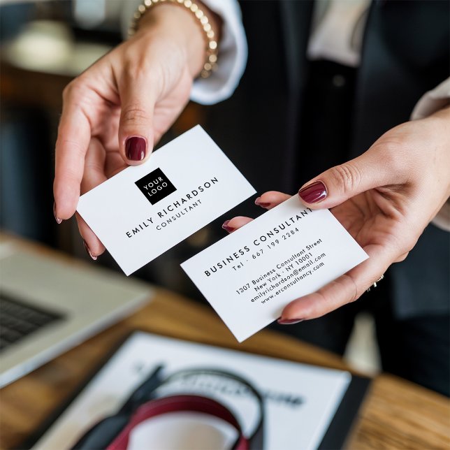 Modern berufliches, minimales Schwarzweißlogo Visitenkarte (Modern minimal black and white professional logo)