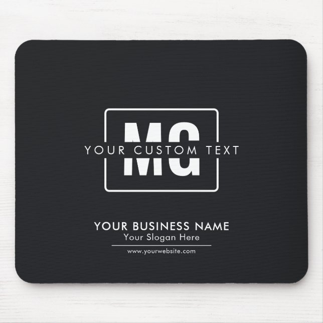 Modern Berufliches Monogramm-Logo Schwarz/Weiß Mousepad (Vorne)