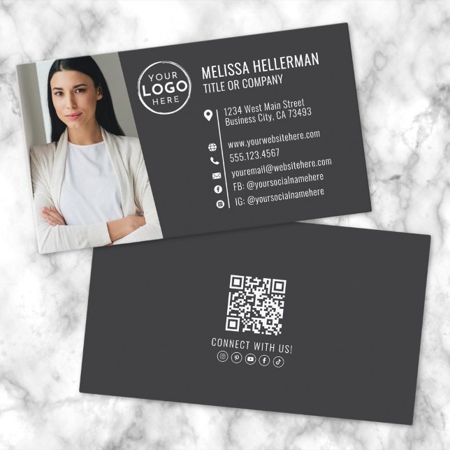 Modern Berufliches QR-Foto-Logo Visitenkarte (Modern Professional QR Code Photo Logo Business Card )
