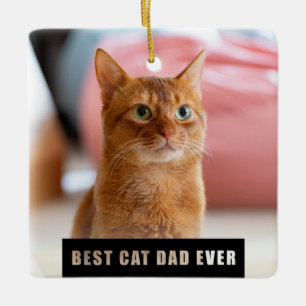 Modern Best Cat Dad Ever Foto von Christmas Keramikornament