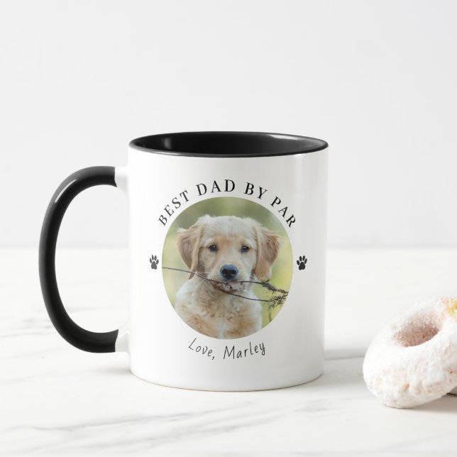 Modern Best Dad By Par Personalized Photo Coffee Tasse (Mit Donut)