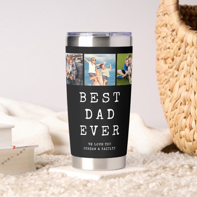Modern BEST DAD EVER 3 Photos Thermobecher (Wohnzimmer (gedreht))