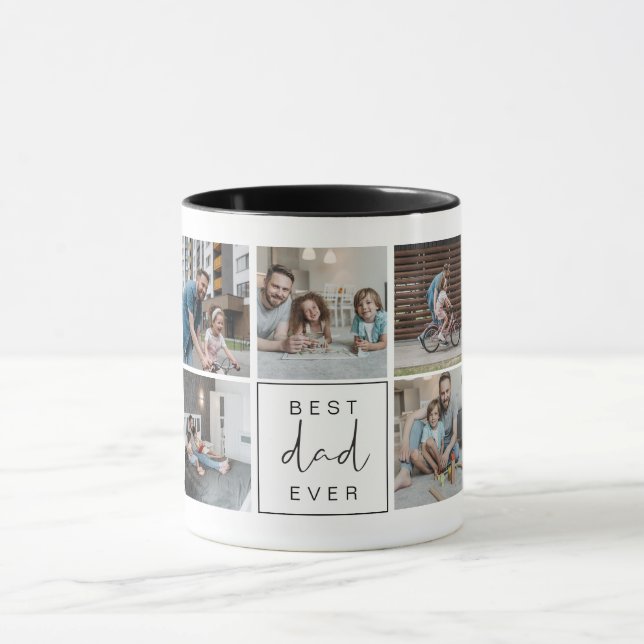 Modern Best Dad Ever Custom Photo Coffee Tasse (Zentrum)