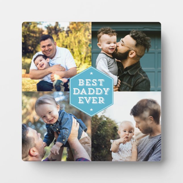 Modern Best Daddy je 4 Foto Collage Fotoplatte (Vorderseite)