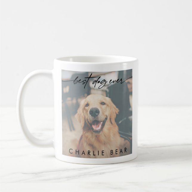 Modern Best Dog je Dark Foto Overlay Script Kaffeetasse (Links)