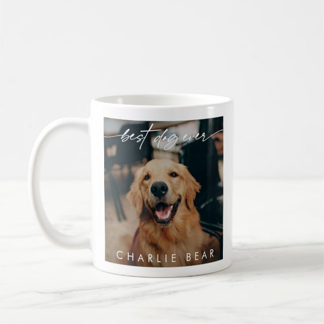 Modern Best Dog je Dark Foto Overlay Script Kaffeetasse (Links)