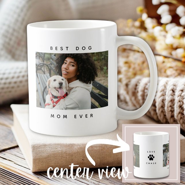 Modern Best Dog Mama je Foto Paw Print Kaffeetasse (Von Creator hochgeladen)