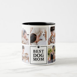 Modern Best Dog Mom 7-Photo Collage Zweifarbige Tasse