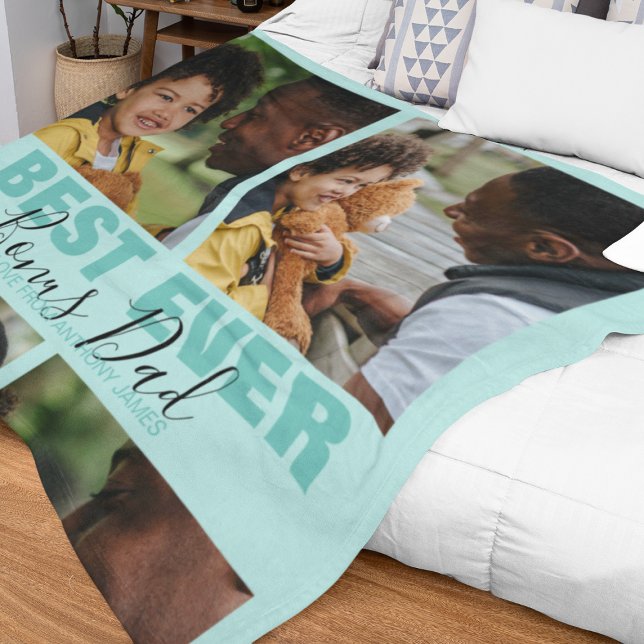 Modern Best Ever Bonus Vater | Foto Collage Fleece (Von Creator hochgeladen)