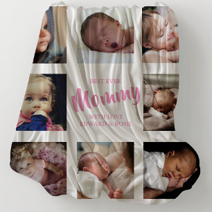 Modern Best Ever Mommy Foto Collage Fleecedecke