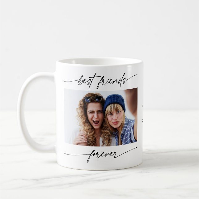Modern Best Friend Forever Foto Script Typografie Kaffeetasse (Links)