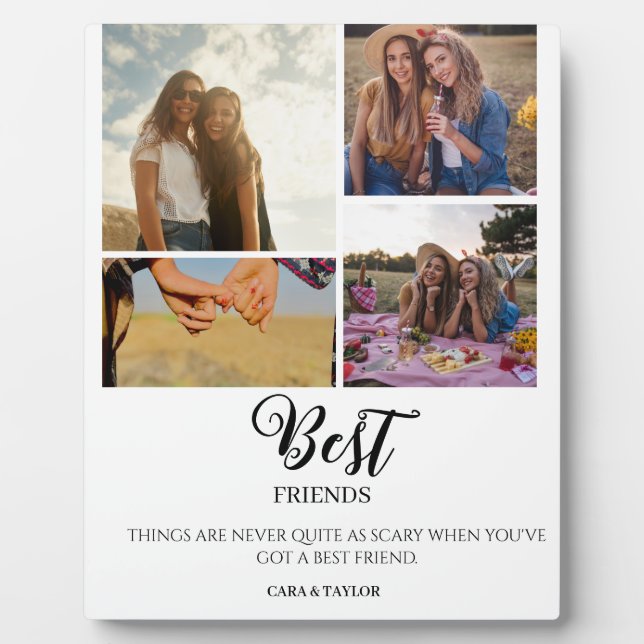 Modern Best Friend Photo Grid Keepsake Gift Plaque Fotoplatte (Vorderseite)
