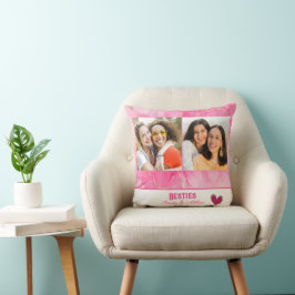 Modern Best Friend Pink und Gold Foto Collage Kissen