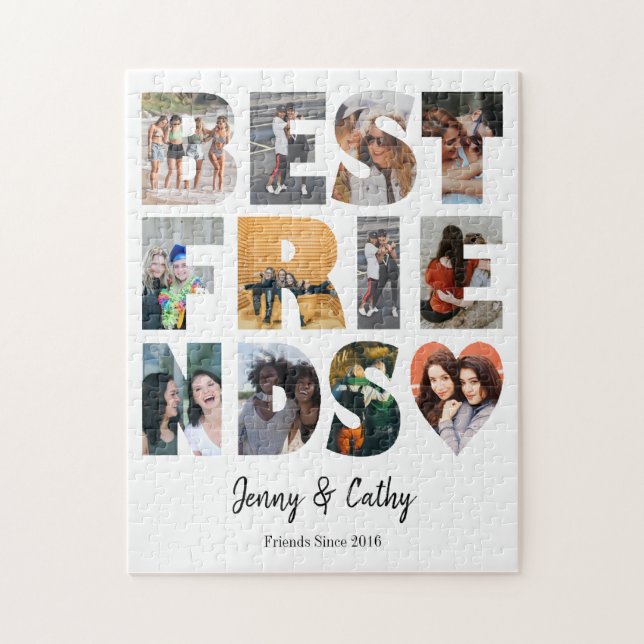 Modern Best Friends 12 Foto Collage Besties BESTE  Puzzle (Vertikal)