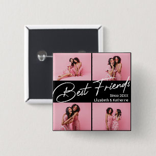 Modern Best Friends 4 Foto Collage Geschenk Button