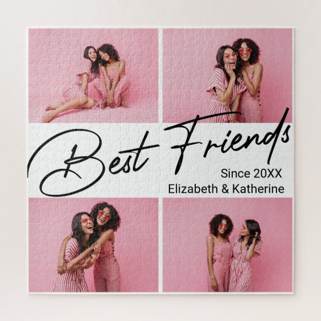 Modern Best Friends 4 Foto Collage Geschenk Puzzle (Vertikal)