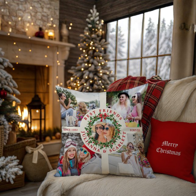 Modern Best Friends 5 Photo Collage Besties Throw  Kissen (Von Creator hochgeladen)