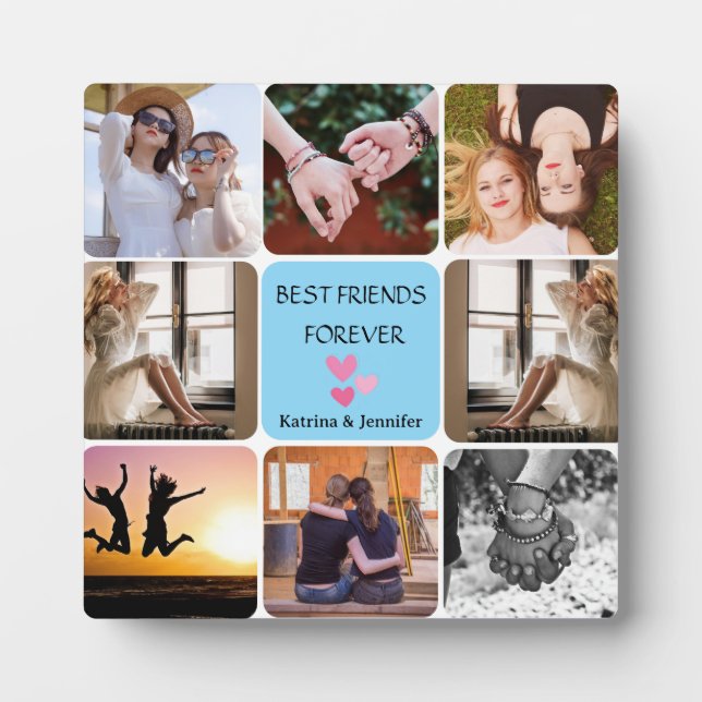 Modern Best Friends Forever 8-Foto Collage Plaque Fotoplatte (Vorderseite)