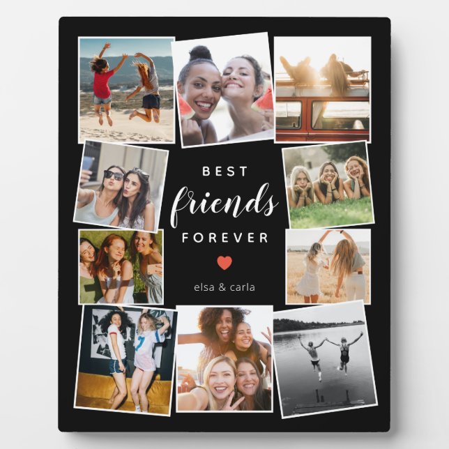 Modern Best Friends Forever Foto Collage Beste Fre Fotoplatte (Vorderseite)