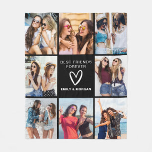 Modern Best Friends Forever Foto Collage Namen Fleecedecke
