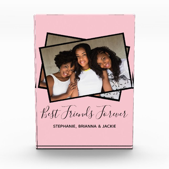 Modern Best Friends Foto Personalisiert Rosa Foto  (Vorderseite)