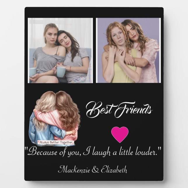 Modern Best Friends Photo Grid Keepsake Gift Plaqu Fotoplatte (Vorderseite)