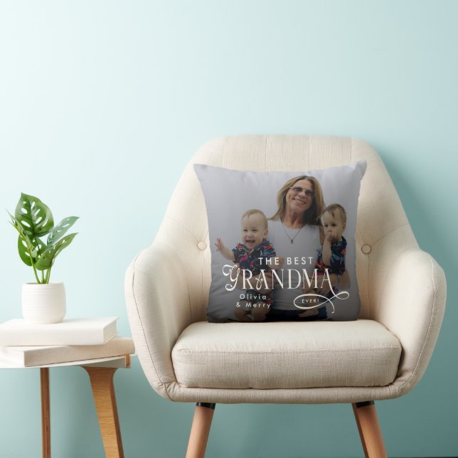 Modern Best Grandma Ever Photo Personalized Kissen (Stuhl )