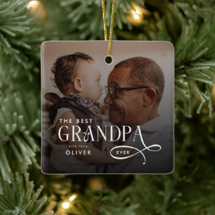 Modern Best GrandPa Ever Foto Personalisiert Keramikornament