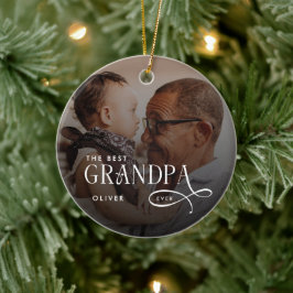 Modern Best GrandPa Ever Photo Personalized Keramik Ornament