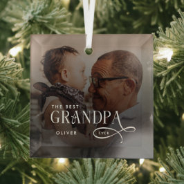 Modern Best GrandPa Ever Photo Personalized Ornament Aus Glas