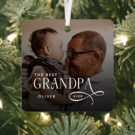 Modern Best GrandPa Ever Photo Personalized Ornament Aus Metall