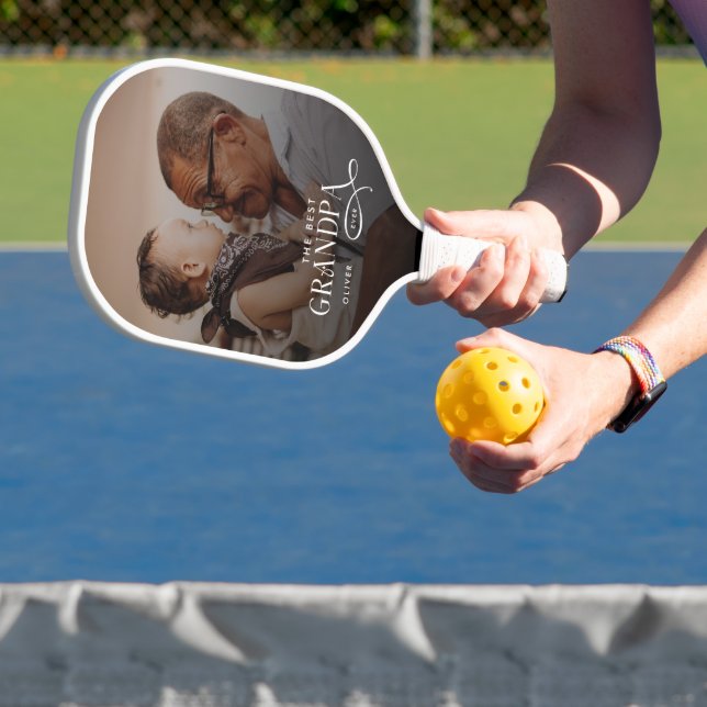 Modern Best GrandPa Ever Photo Personalized Pickleball Schläger (InSitu)
