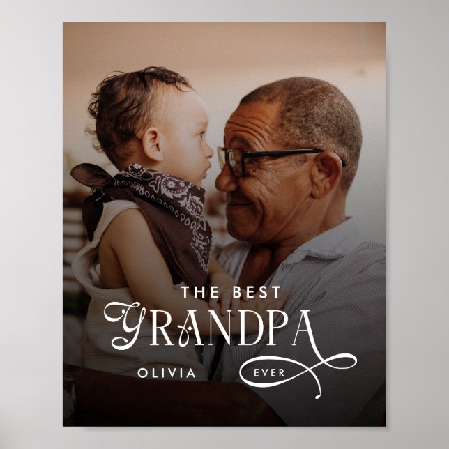 Modern Best GrandPa Ever Photo Personalized Poster (Vorne)
