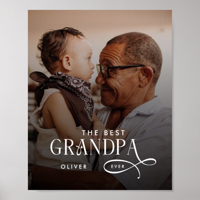 Modern Best GrandPa Ever Photo Personalized Poster (Vorne)