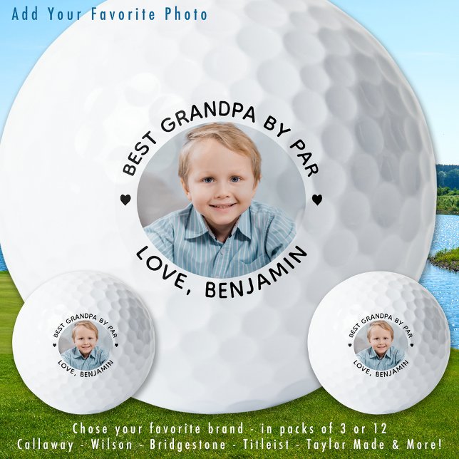 Modern Best GRANDPA Par Personalisiertes Foto Golfball (Von Creator hochgeladen)