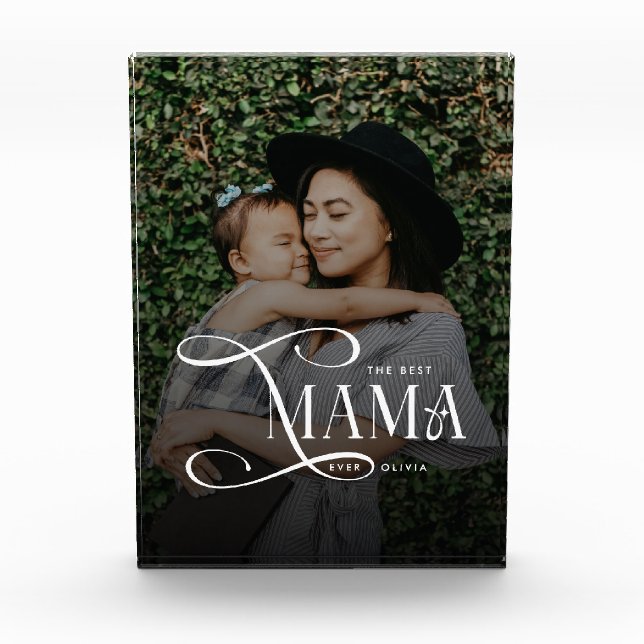 Modern Best Mama Ever Photo Mothers Day Gifts Fotoblock (Vorderseite)