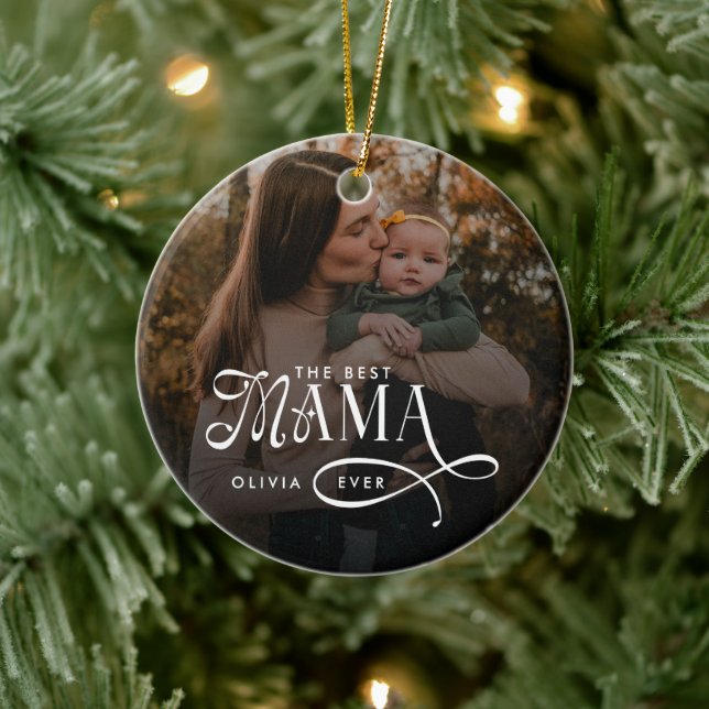  Modern Best Mama Ever Photo Mothers Day Gifts Keramik Ornament (Baum)