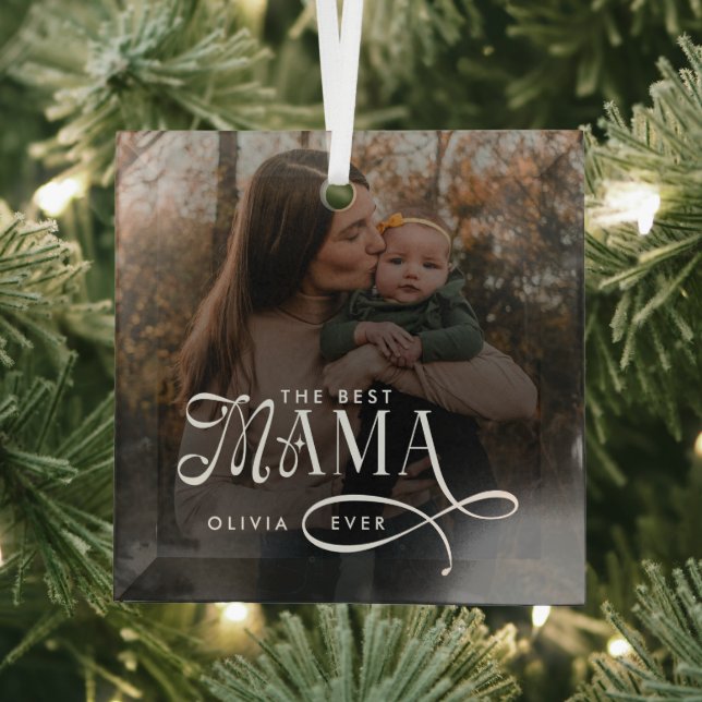 Modern Best Mama Ever Photo Mothers Day Gifts Ornament Aus Glas (Insitu)