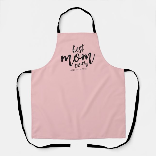 Modern Best Mama je Mommy Kids Name Script | Rosa Schürze (Vorderseite)
