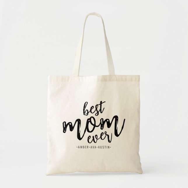 Modern Best Mama je Mommy Kids Name Script Tragetasche (Vorne)