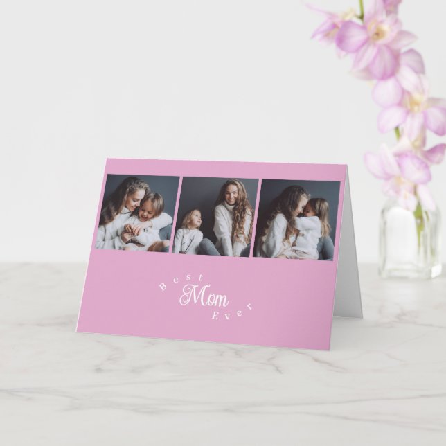 Modern Best Mom Ever 3 Photo Mother's Day Karte (Orchidee)